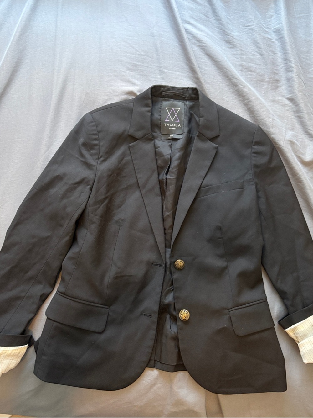Talula Black Single-Breasted Two-Button Blazer